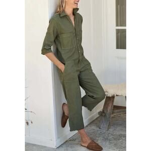 Frank & Eileen Northern Ireland Jumpsuit Italian Performance Linen Army Green XS